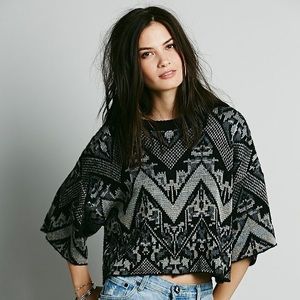 Free People Wide Sleeve Knit Cosby Sweater